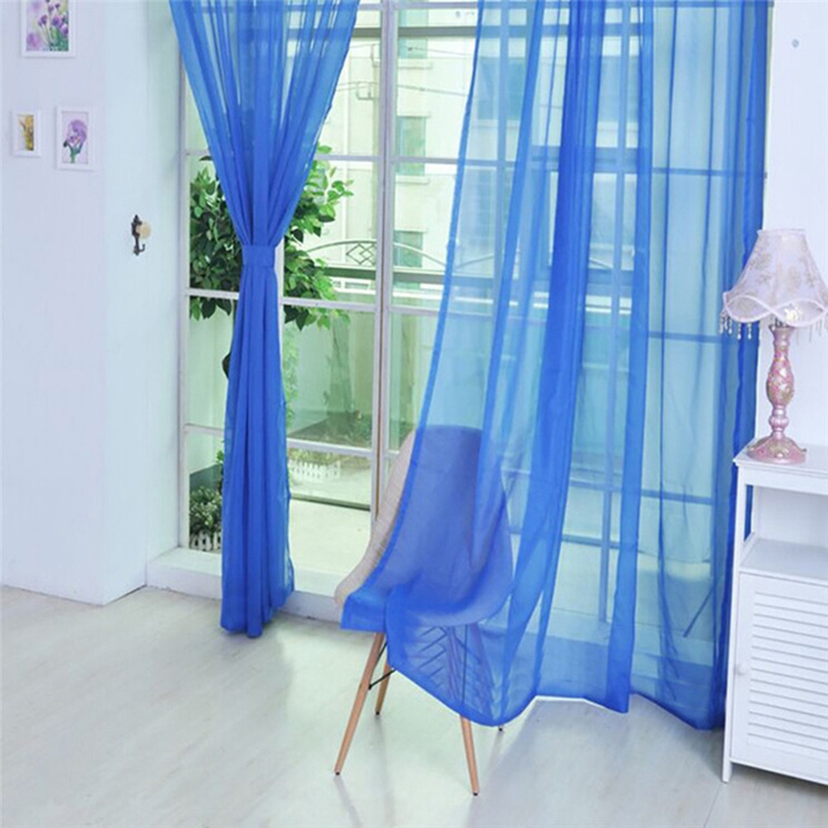 

200x100cm Pure Color Tulle Door Window Curtain Drape Sheer Valances(Deep Blue)