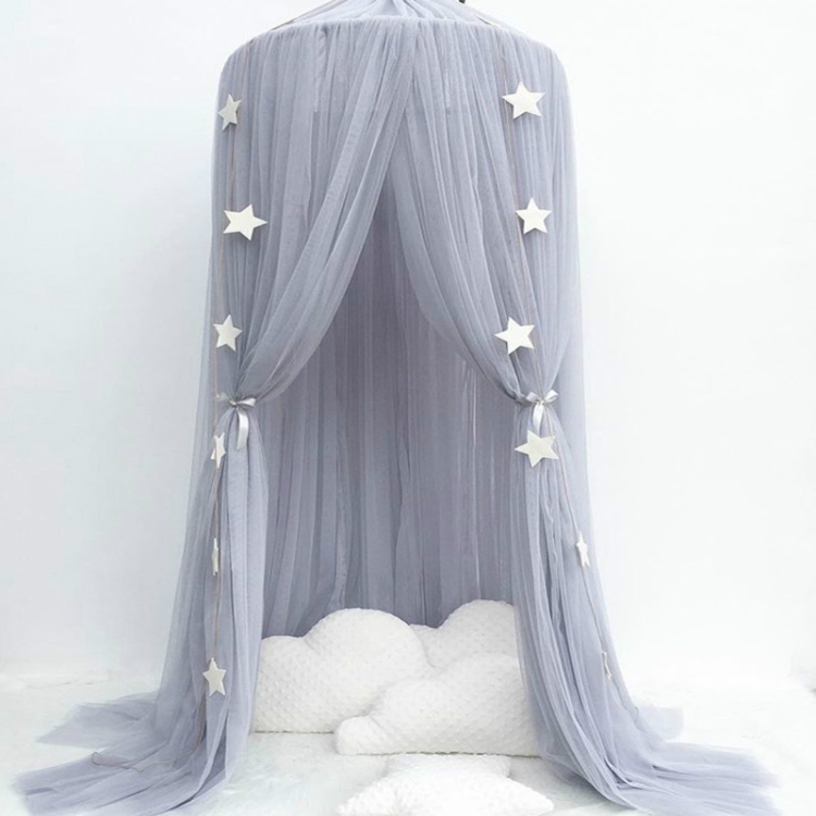

Baby Bed Curtain Hung Dome Mosquito Net Girls Crown Hanging Net Princess Tents(Gray purple)
