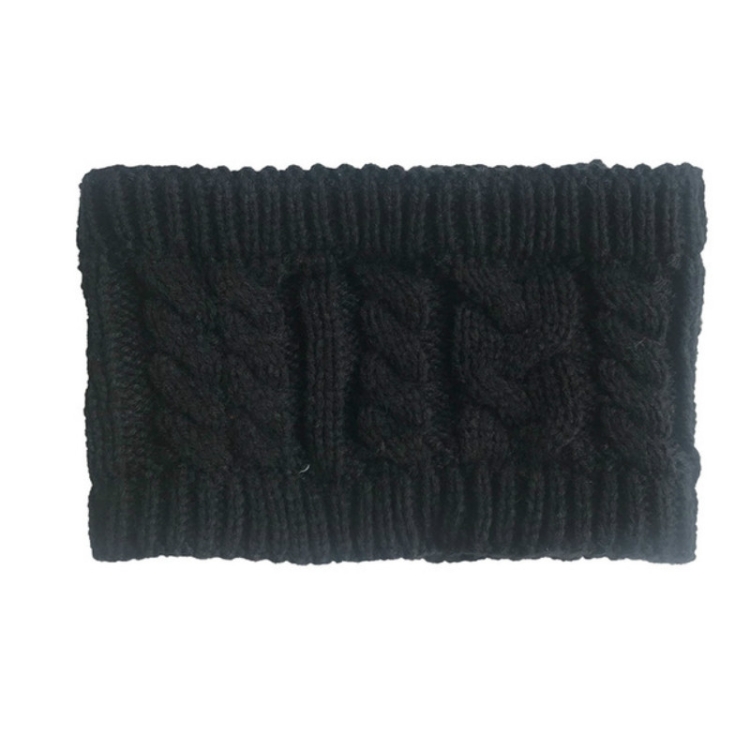 

Women Autumn / Winter Topless Twist Knit Wool Warm Hat Headband Earmuffs(Black)