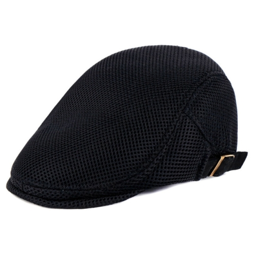 

Men British Style Solid Color Duck Tongue Forward Cap Mesh Cloth Beret(Black)