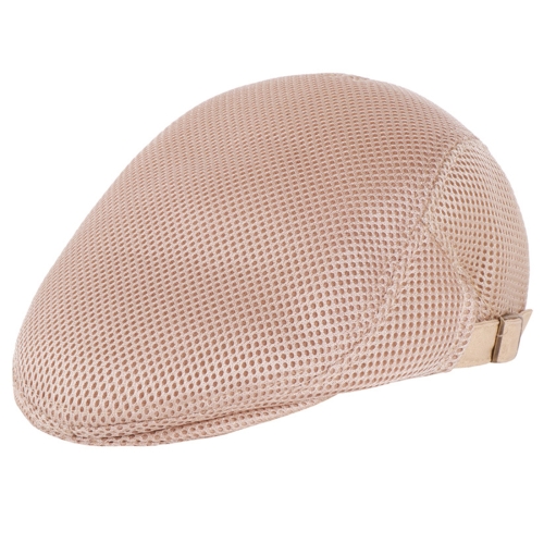 

Men British Style Solid Color Duck Tongue Forward Cap Mesh Cloth Beret(Beige)