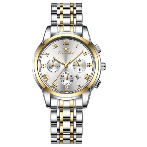 

FNGEEN 4006 Ladies Quartz Watch Fashion Luminous Date Display Watch(Gold White Surface)