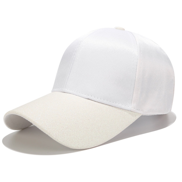 

Fashion Solid Color Satin Shiny Surface Adjustable Ponytail Hat Baseball Cap(White)
