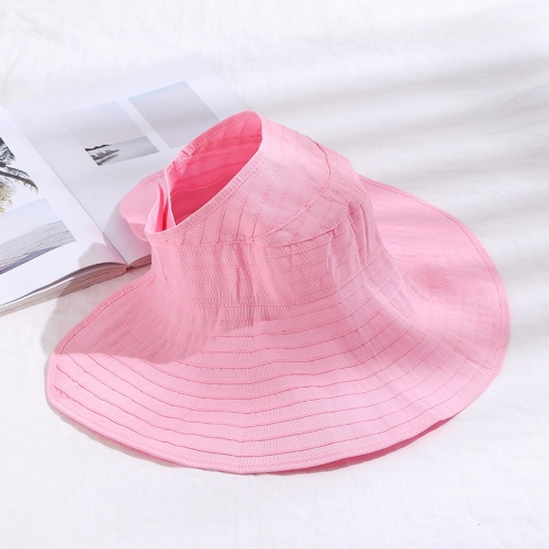 

Ladies Foldable Portable Breathable Empty Top Hat Outdoor Sun Beach Hat(Light Pink)