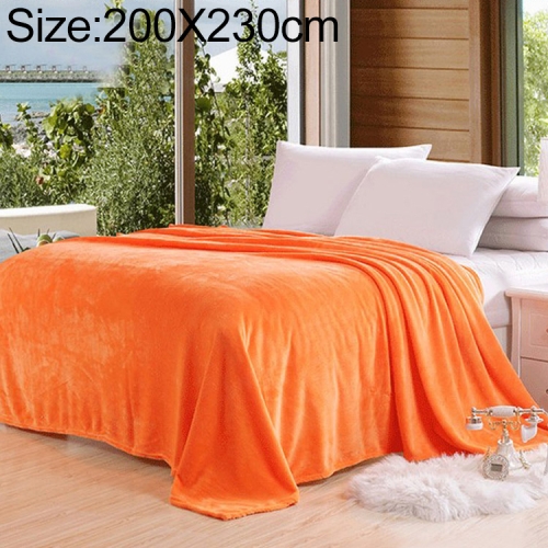 Sunsky Solid Color Flannel Coral Fleece Blanket Super Soft Plaid Coverlet Sofa Cover Winter Warm Sheets Easy Wash Faux Fur Blankets Size 0x230cm Orange