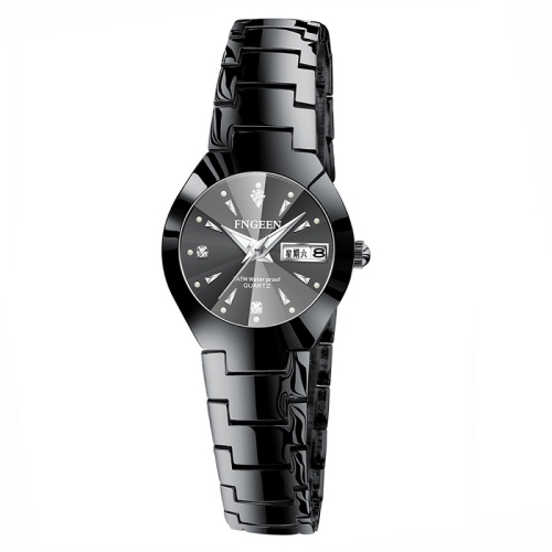 FNGEEN 5808 Women Fashion Steel Strap Quartz Watch Couple Watch(Black Steel Black Surface)