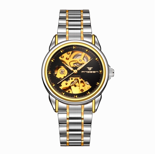 

FNGEEN 8818 Women Automatic Mechanical Watch Double-Sided Hollow Watch(Between Gold Black Surface)