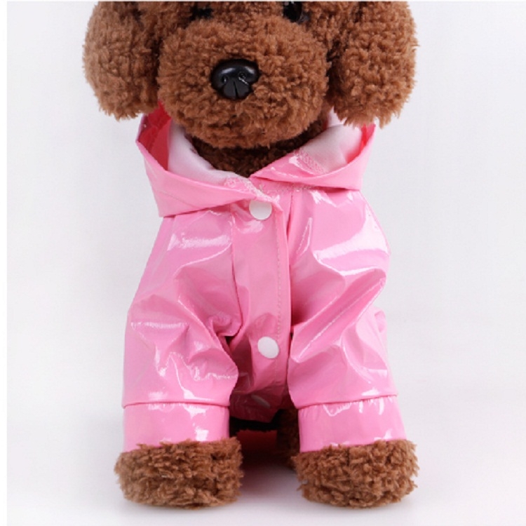 

Pet Raincoat Cat Clothes PU Reflective Dog Hooded Raincoat, Size:S(Pink)