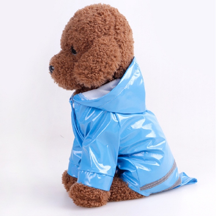 

Pet Raincoat Cat Clothes PU Reflective Dog Hooded Raincoat, Size:XL(Blue)