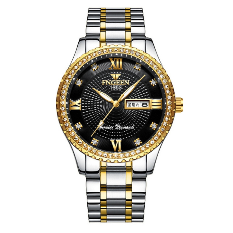 

FNGEEN S888 Men Local Non Mechanical Steel Strips Watch Luminous Quartz Watch(Gold And Black Surface)