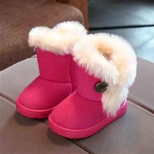 

Children Snow Boots Thick Warm Shoes Suede Buckle, Size:24(Rose Red)
