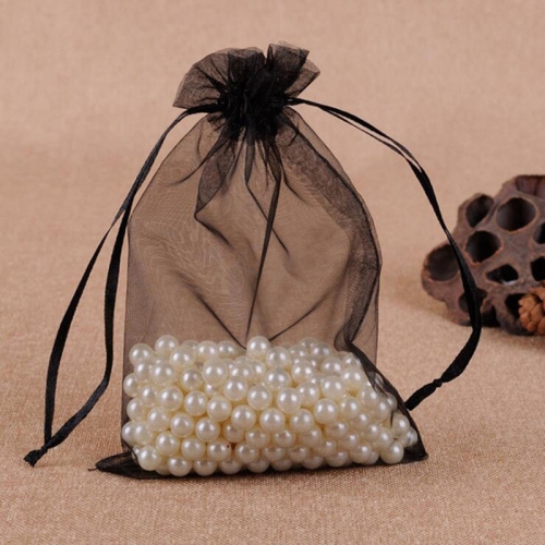 

100 PCS Gift Bags Jewelry Organza Bag Wedding Birthday Party Drawable Pouches, Gift Bag Size:7X9cm(Black)