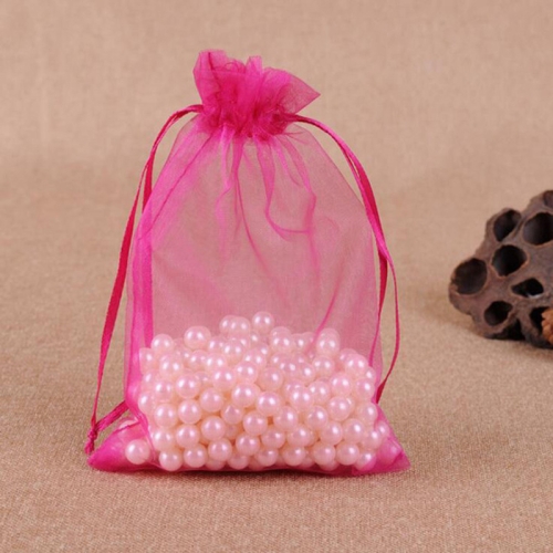 

100 PCS Gift Bags Jewelry Organza Bag Wedding Birthday Party Drawable Pouches, Gift Bag Size:7X9cm(Rose)