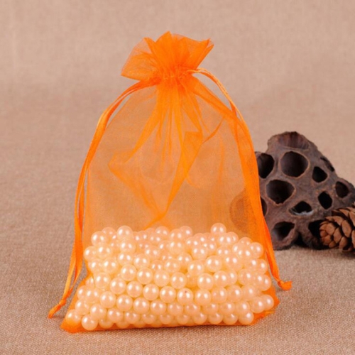 

100 PCS Gift Bags Jewelry Organza Bag Wedding Birthday Party Drawable Pouches, Gift Bag Size:7X9cm(Orange)