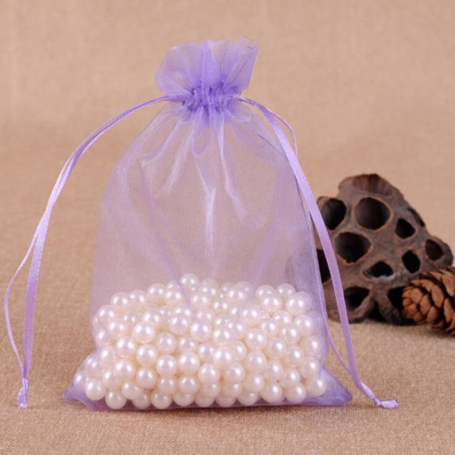 

100 PCS Gift Bags Jewelry Organza Bag Wedding Birthday Party Drawable Pouches, Gift Bag Size:7X9cm(Light Purple)