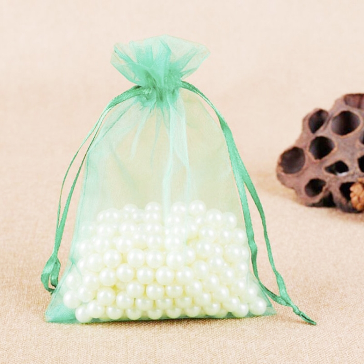 

100 PCS Gift Bags Jewelry Organza Bag Wedding Birthday Party Drawable Pouches, Gift Bag Size:7X9cm(Light Green)