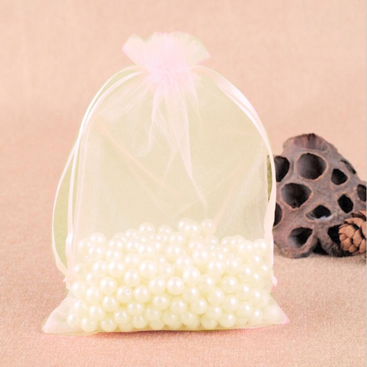 

100 PCS Gift Bags Jewelry Organza Bag Wedding Birthday Party Drawable Pouches, Gift Bag Size:7X9cm(Shell Pink)