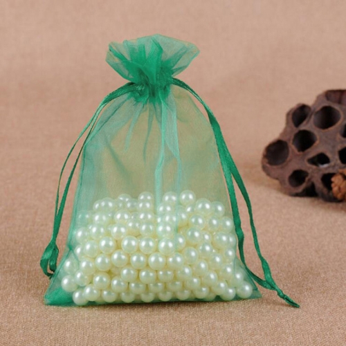 

100 PCS Gift Bags Jewelry Organza Bag Wedding Birthday Party Drawable Pouches, Gift Bag Size:7X9cm(Blackish Green)