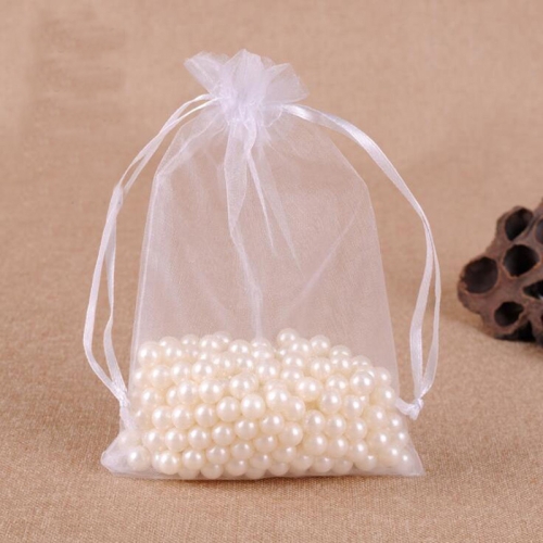 

100 PCS Gift Bags Jewelry Organza Bag Wedding Birthday Party Drawable Pouches, Gift Bag Size:10x15cm(White)