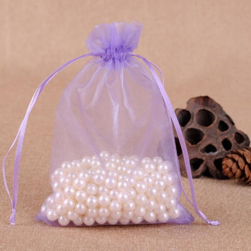 

100 PCS Gift Bags Jewelry Organza Bag Wedding Birthday Party Drawable Pouches, Gift Bag Size:10x15cm(Light Purple)