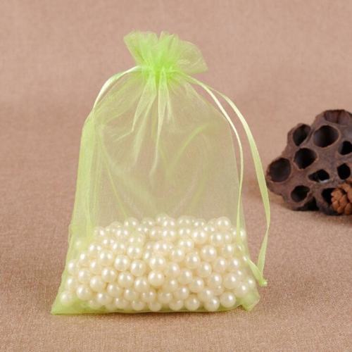 

100 PCS Gift Bags Jewelry Organza Bag Wedding Birthday Party Drawable Pouches, Gift Bag Size:10x15cm(Fruit Green)