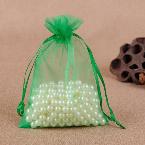 

100 PCS Gift Bags Jewelry Organza Bag Wedding Birthday Party Drawable Pouches, Gift Bag Size:10x15cm(Grass Green)