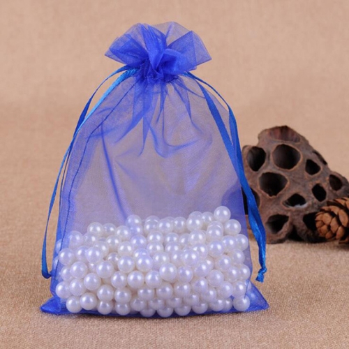 

100 PCS Gift Bags Jewelry Organza Bag Wedding Birthday Party Drawable Pouches, Gift Bag Size:10x15cm(Sapphire Blue)