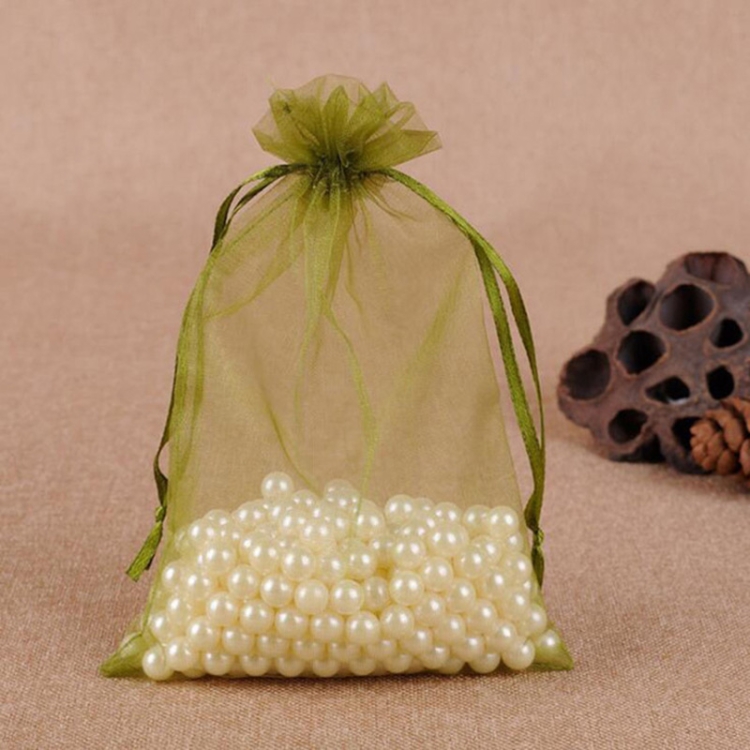 

100 PCS Gift Bags Jewelry Organza Bag Wedding Birthday Party Drawable Pouches, Gift Bag Size:13X18cm(Army Green)