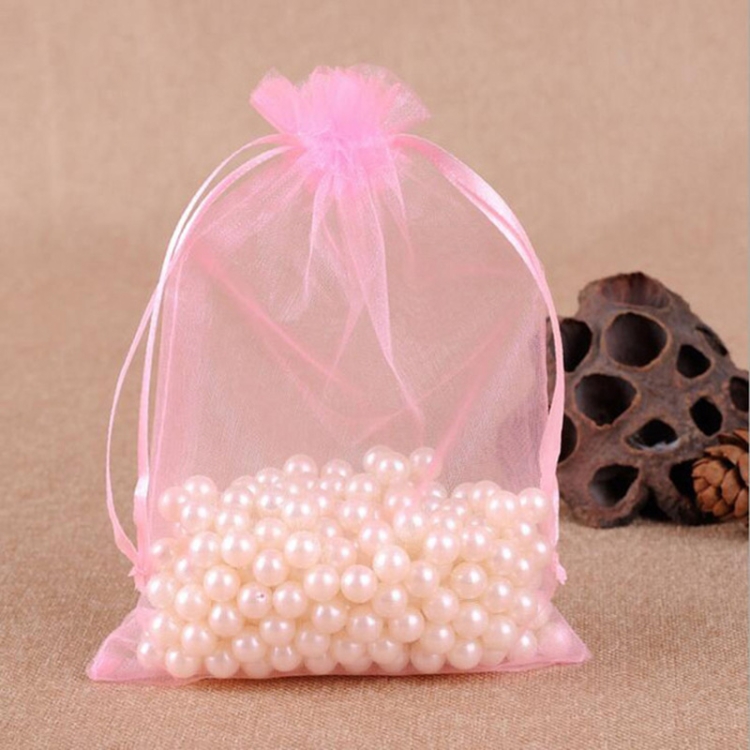

100 PCS Gift Bags Jewelry Organza Bag Wedding Birthday Party Drawable Pouches, Gift Bag Size:13X18cm(Light Pink)