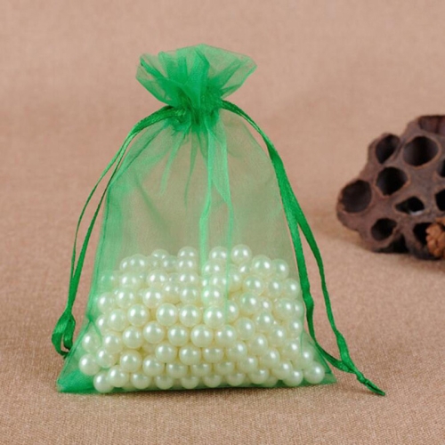 

100 PCS Gift Bags Jewelry Organza Bag Wedding Birthday Party Drawable Pouches, Gift Bag Size:13X18cm(Grass Green)