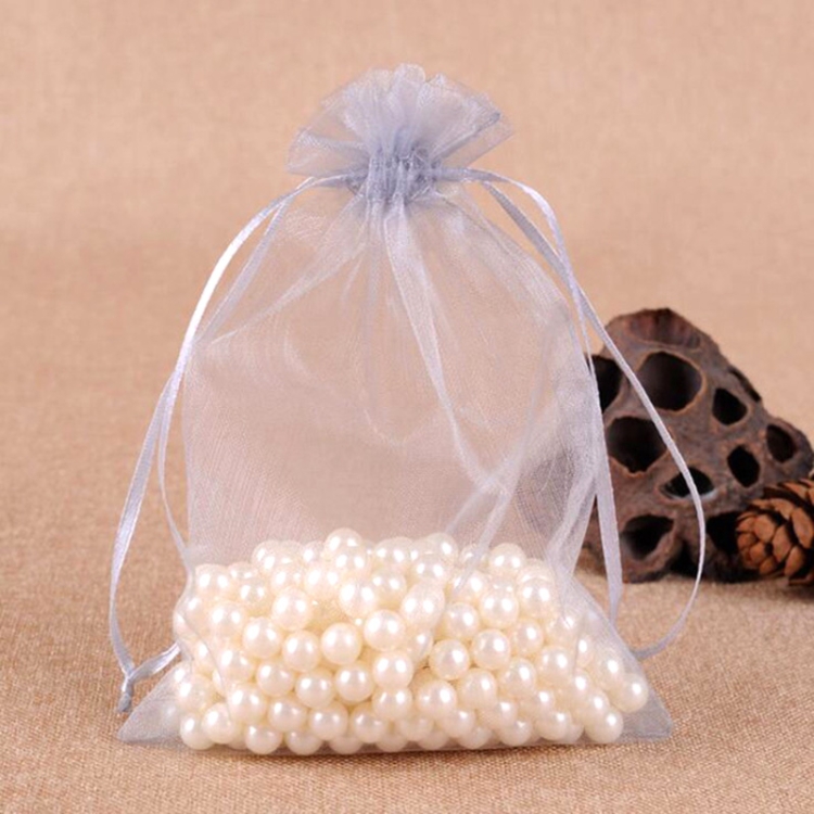 

100 PCS Gift Bags Jewelry Organza Bag Wedding Birthday Party Drawable Pouches, Gift Bag Size:16X22cm(Grey)