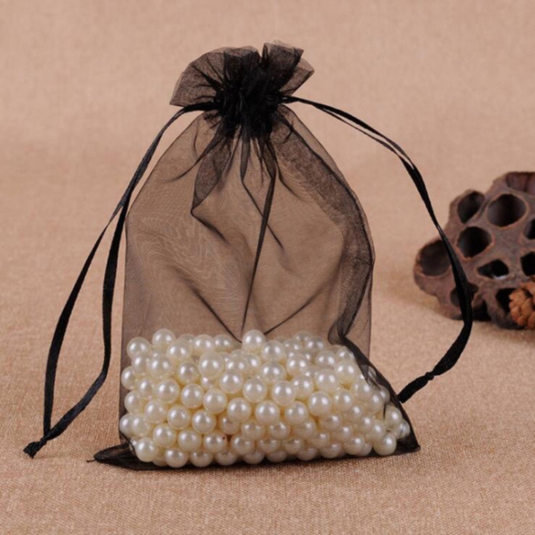 

100 PCS Gift Bags Jewelry Organza Bag Wedding Birthday Party Drawable Pouches, Gift Bag Size:16X22cm(Black)