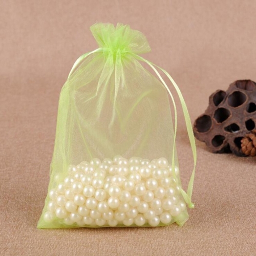 

100 PCS Gift Bags Jewelry Organza Bag Wedding Birthday Party Drawable Pouches, Gift Bag Size:20x30cm(Fruit Green)