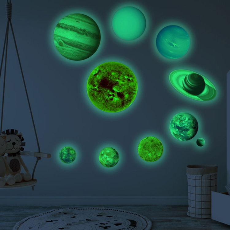 

E wall 2 Sets Planet Solar System Fluorescent Wall Stickers Room Bedroom Luminous Wall Stickers(Big Size)