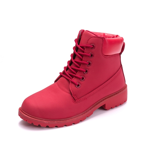 

Couple Casual Big Head Warm Shoes Martin Boots, Size:43(Red)