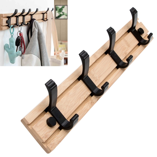 

Fashion Wooden Free Punching Hook Coat Rack Hanger Hook for Bedroom Living Room or Wardrobe, Size:4 Hooks