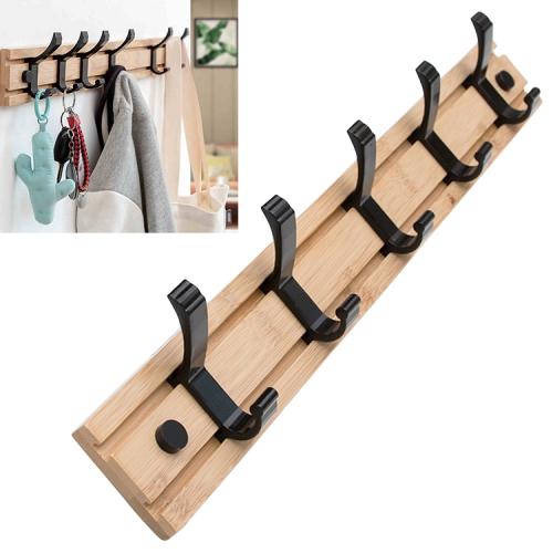 

Fashion Wooden Free Punching Hook Coat Rack Hanger Hook for Bedroom Living Room or Wardrobe, Size:5 Hooks