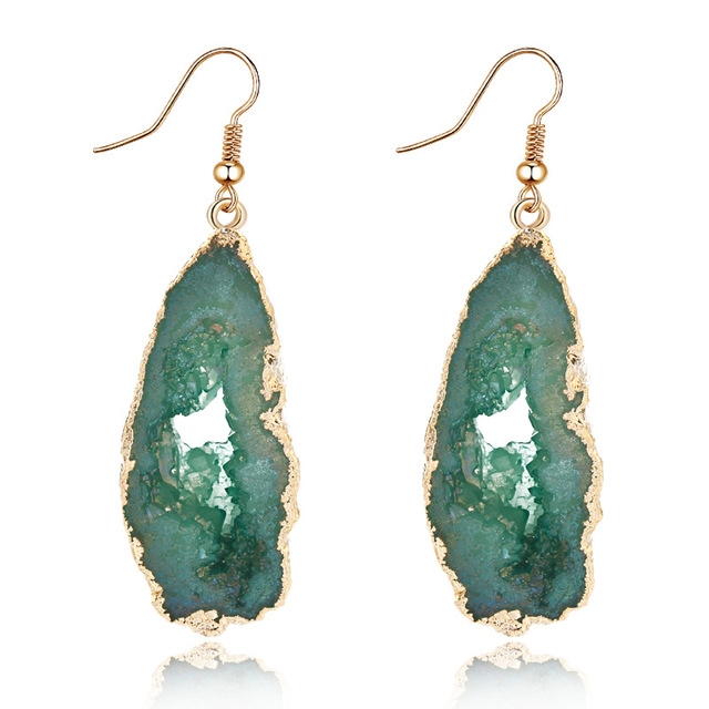

3 Pairs Chic Stone Hollow Resin Earrings Big Drop Earrings For Women Statement Jewelry Gifts(Green)
