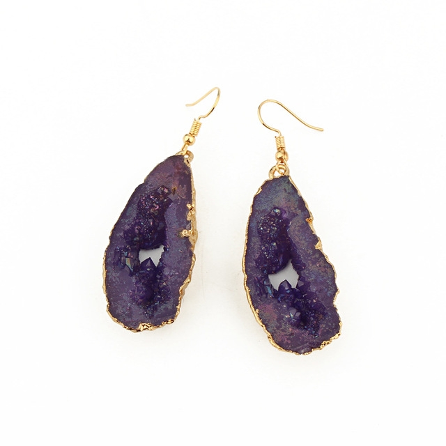 

3 Pairs Chic Stone Hollow Resin Earrings Big Drop Earrings For Women Statement Jewelry Gifts(Purple)