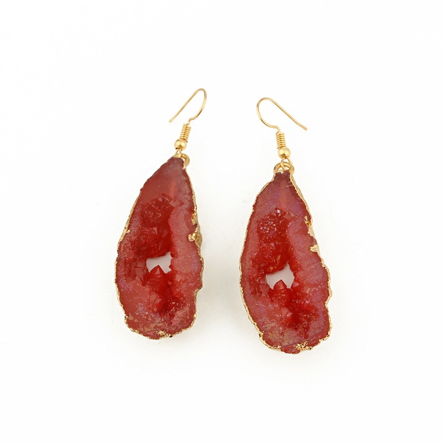 

3 Pairs Chic Stone Hollow Resin Earrings Big Drop Earrings For Women Statement Jewelry Gifts(Red)