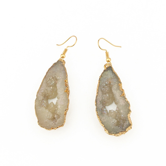 

3 Pairs Chic Stone Hollow Resin Earrings Big Drop Earrings For Women Statement Jewelry Gifts(Yellow)