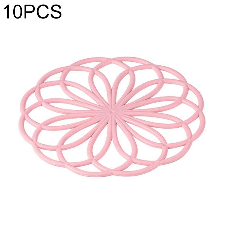 

10 PCS Creative Hollow Flower Shape Ktchen Household Non-slip Anti-scalding Insulation Tableware Cup Mat(Pink)