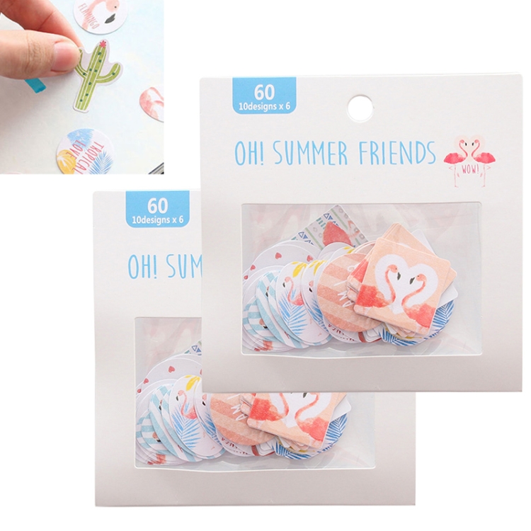 

2 PCS Watercolor Adhesive Stickers Decorative Paper Creative Cute Stationery Sticker(Flamingo)
