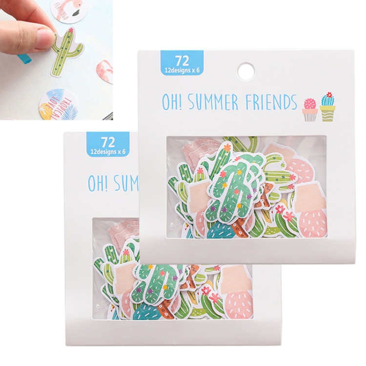 

2 PCS Watercolor Adhesive Stickers Decorative Paper Creative Cute Stationery Sticker(Cactus)