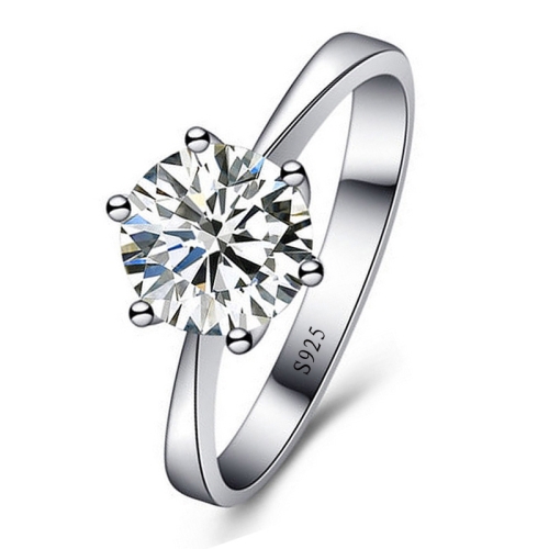 

925 Sterling Silver Woman CZ Crystal Wedding Engagement Finger Rings Super Shinning Cubic Zirconia Fine Jewelry, Ring Size:10