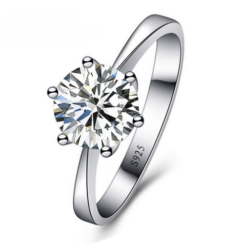 

925 Sterling Silver Woman CZ Crystal Wedding Engagement Finger Rings Super Shinning Cubic Zirconia Fine Jewelry, Ring Size:8
