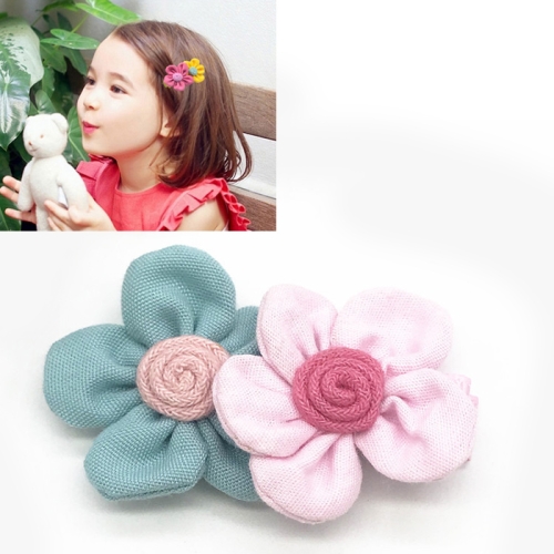 

Cute Two Flowers Hairpins Girls Hair Ornaments Flora Pattern Barrettes(blue+pink)