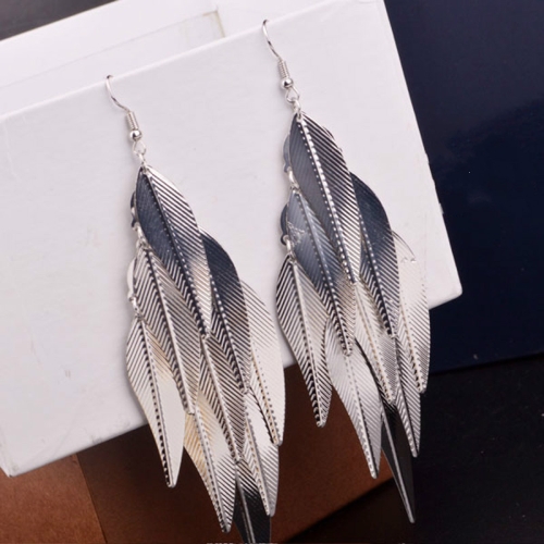 

Baroque Vintage Multi Layer Willow Long Earrings for woman(Silver)