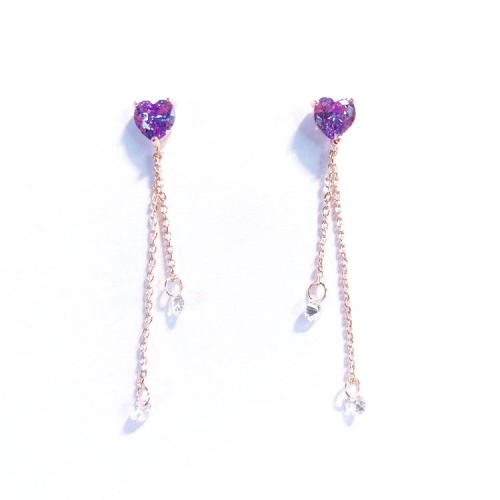 

Elegant Purple Cubic Zircon Love Heart Earrings For Women