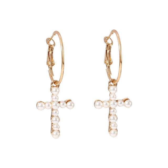 

Vintage Cross Pearl Earrings For Women